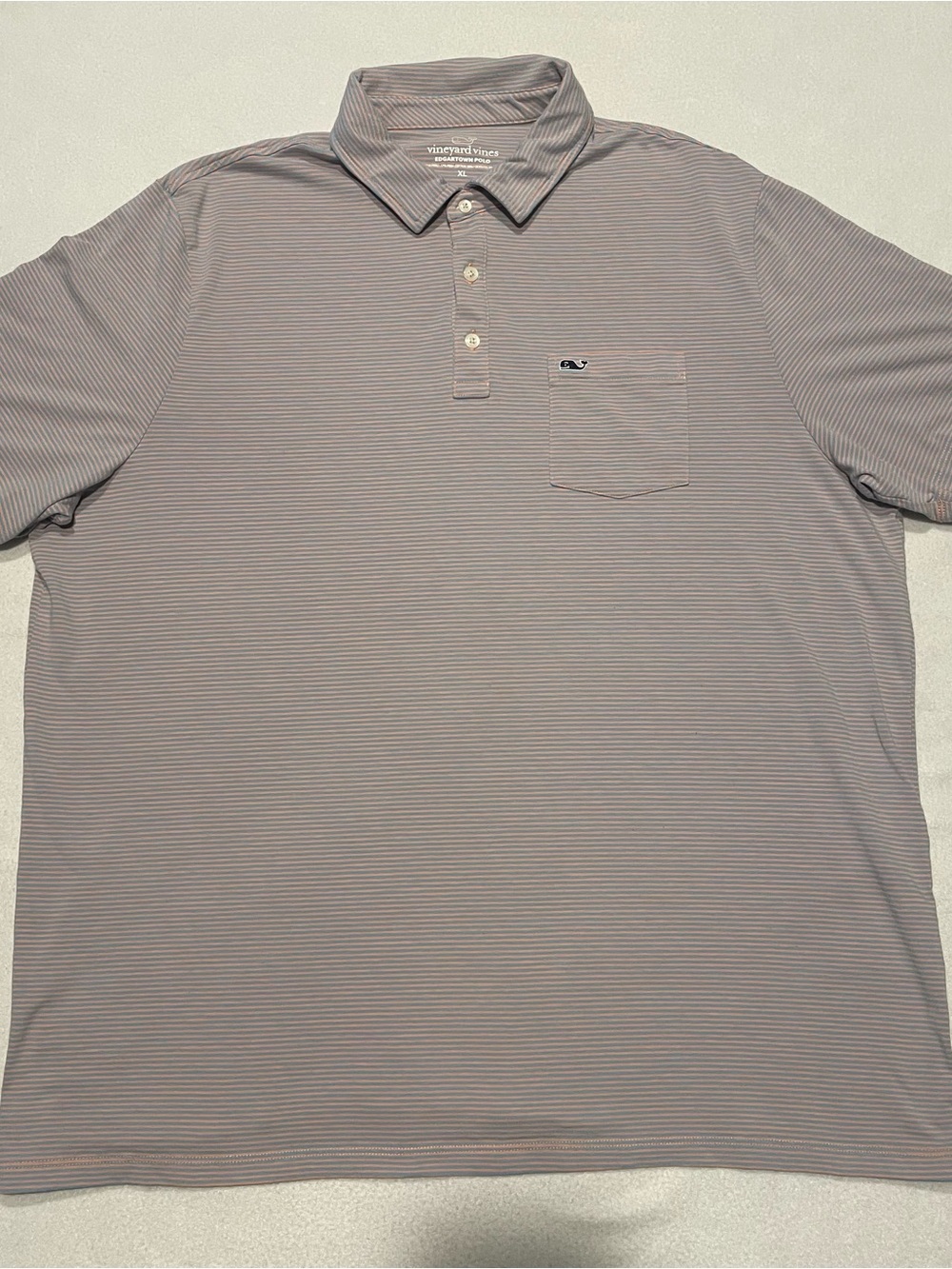 Vineyard Vines Edgartown Polo, Men's Peach and blue Short-Sleeve, XL